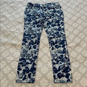 Hot Kiss Skinny Lily Blue Floral Patterned Jeans